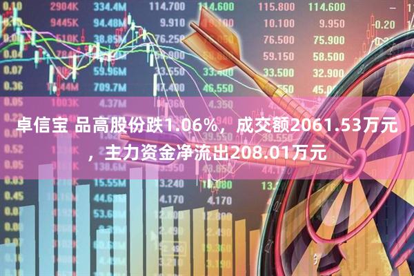 卓信宝 品高股份跌1.06%，成交额2061.53万元，主力资金净流出208.01万元